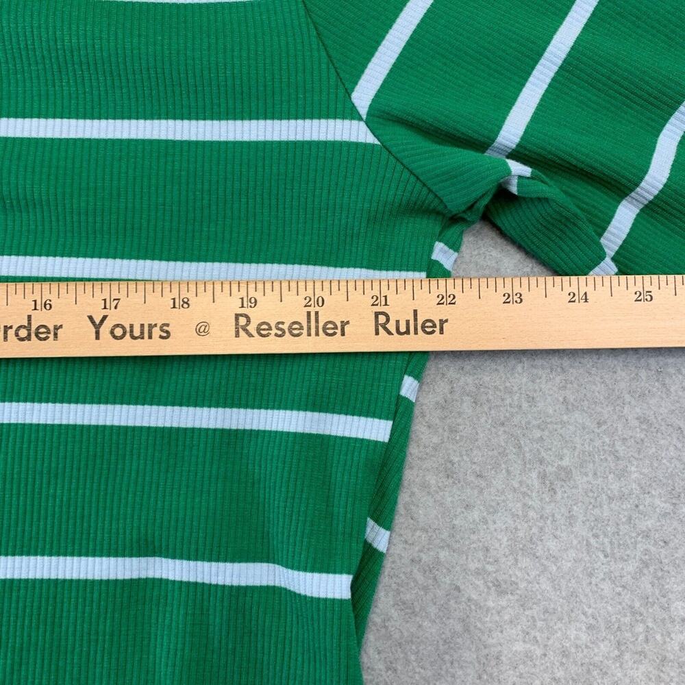 LA Ligne x Target Green White Stripe Ribbed Henley Bodysuit Womens 2X Preppy - Picture 8 of 11